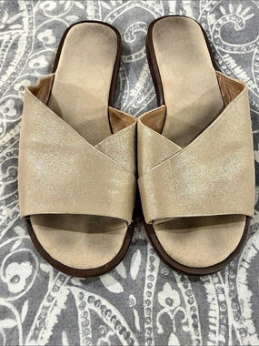 Glitter Slide Sandals in Gold